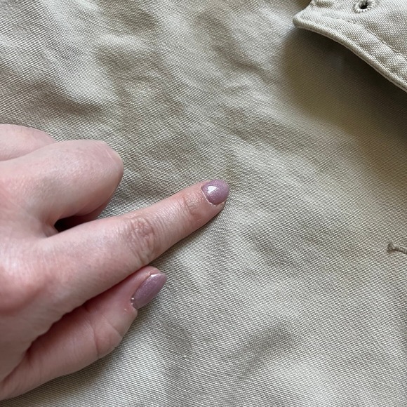 L.L.Bean khaki cotton canvas barn chore jacket brown corduroy collar sz Small - Picture 3 of 8